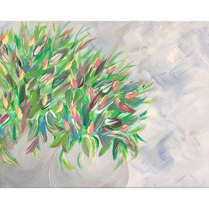 Bud Bouquets 8 x 10 Acrylic Painting, Vase Flowers
